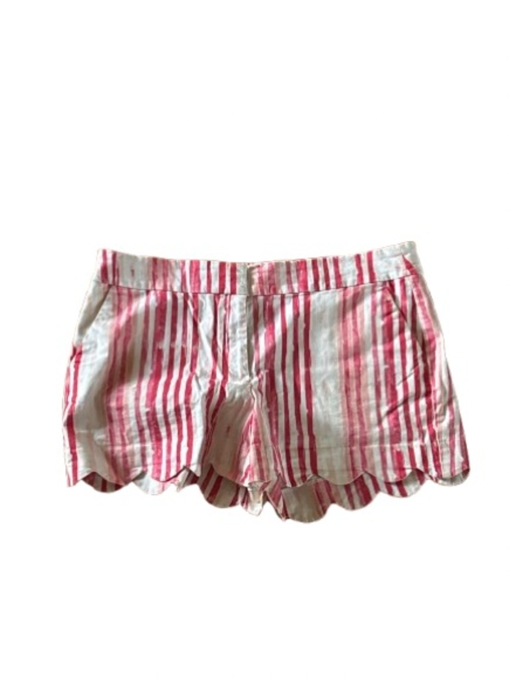 crown & ivy Pink and White Striped Scallop Hem Shorts